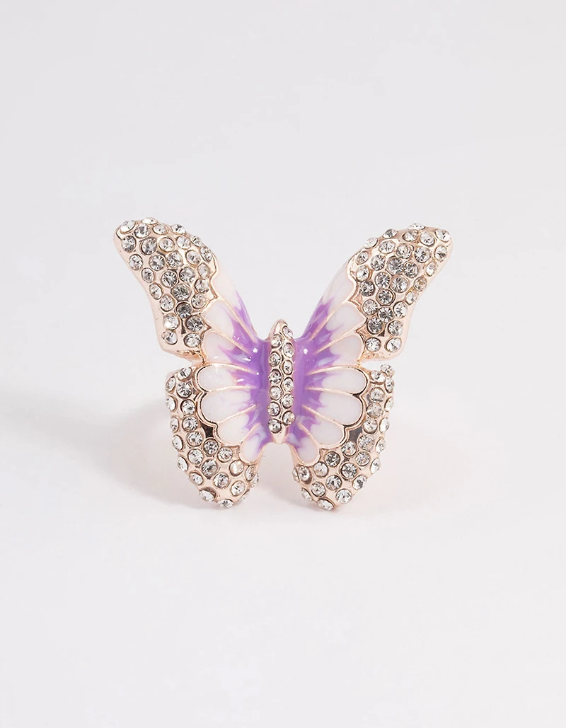 Grand anneau papillon en or rose