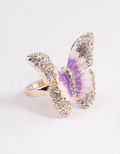 Grand anneau papillon en or rose