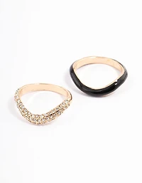 Black Stack Ring Set