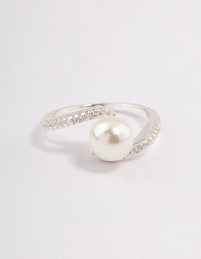 Silver Plated Wrapped Pearl Ring