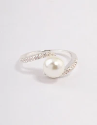 Silver Plated Wrapped Pearl Ring