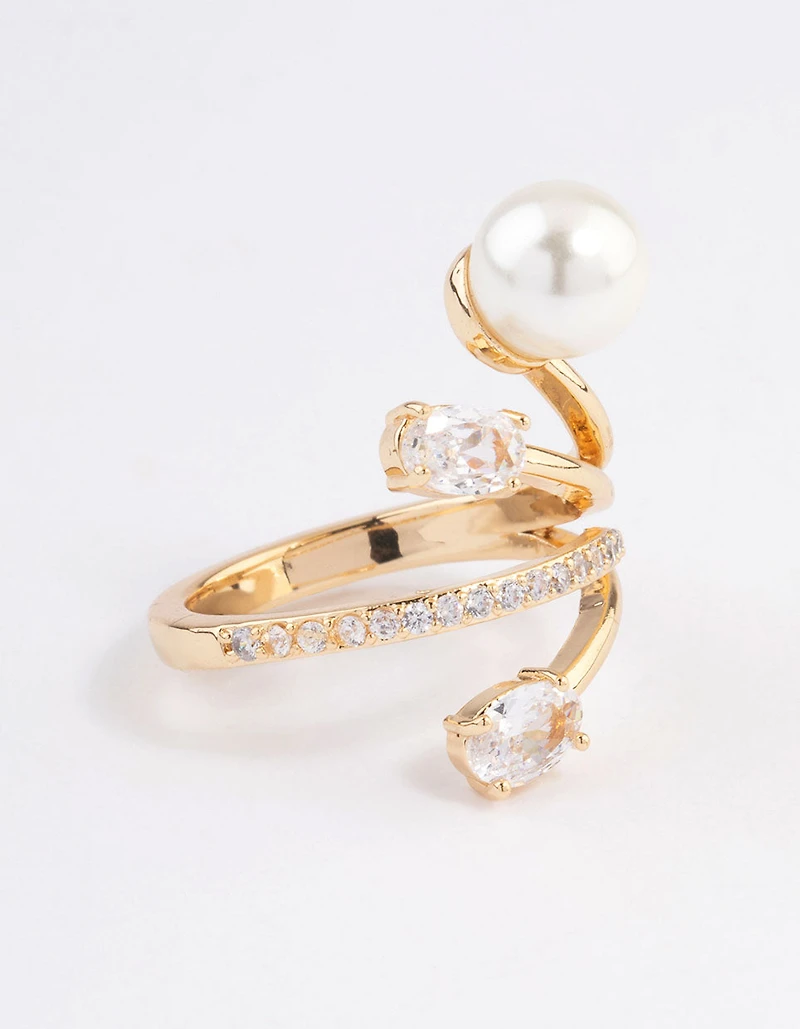Bague nacrée évasée plaquée or