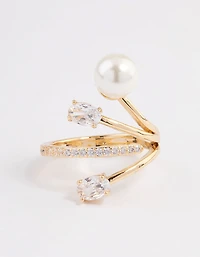 Bague nacrée évasée plaquée or