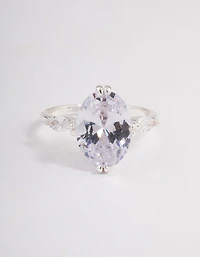 Silver Grand Oval Marquise Ring