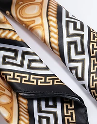 Black Fabric Vintage Double Print Scarf