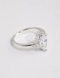 Bague Marquise précieuse plaquée argent