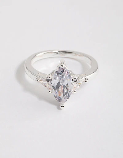 Bague Marquise précieuse plaquée argent