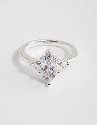 Bague Marquise précieuse plaquée argent