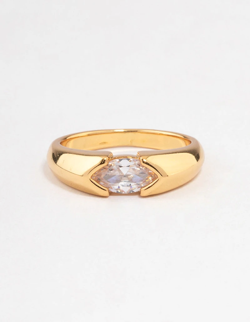 Gold Plated Statement Marquise Ring