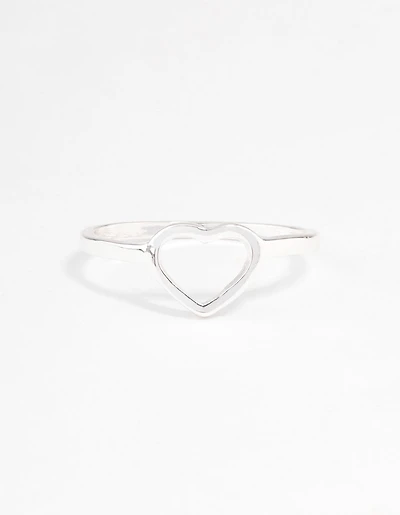 Silver Open Heart Ring
