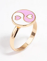Pink Yin & Yang Heart Ring