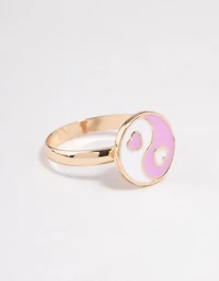 Pink Yin & Yang Heart Ring