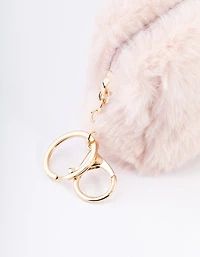 Gold Pink Fluffy Key Ring & Pouch