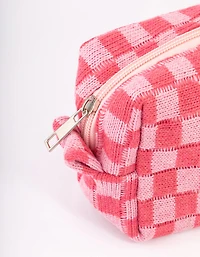 Blush Checkered Cosmetic Case