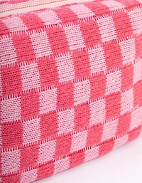 Blush Checkered Cosmetic Case