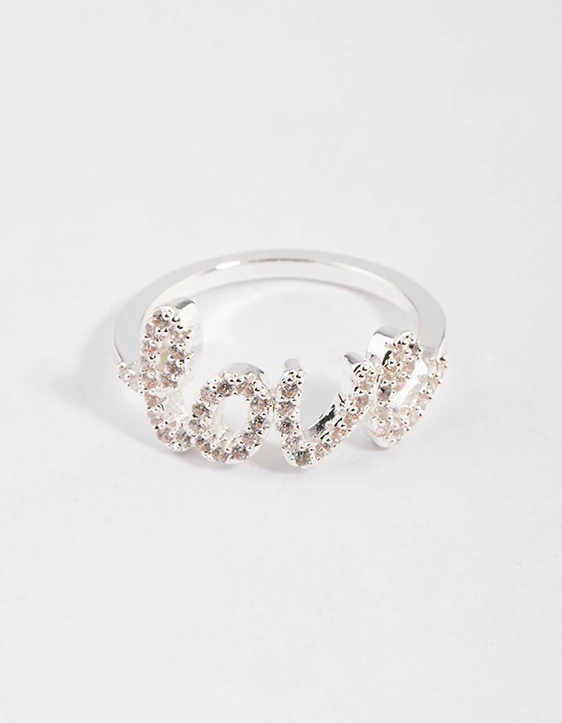 Bague à écriture d’amour plaquée argent
