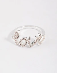 Bague à écriture d’amour plaquée argent