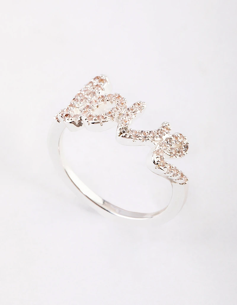 Bague à écriture d’amour plaquée argent