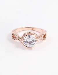 Rose Gold Round Infinity Halo Ring