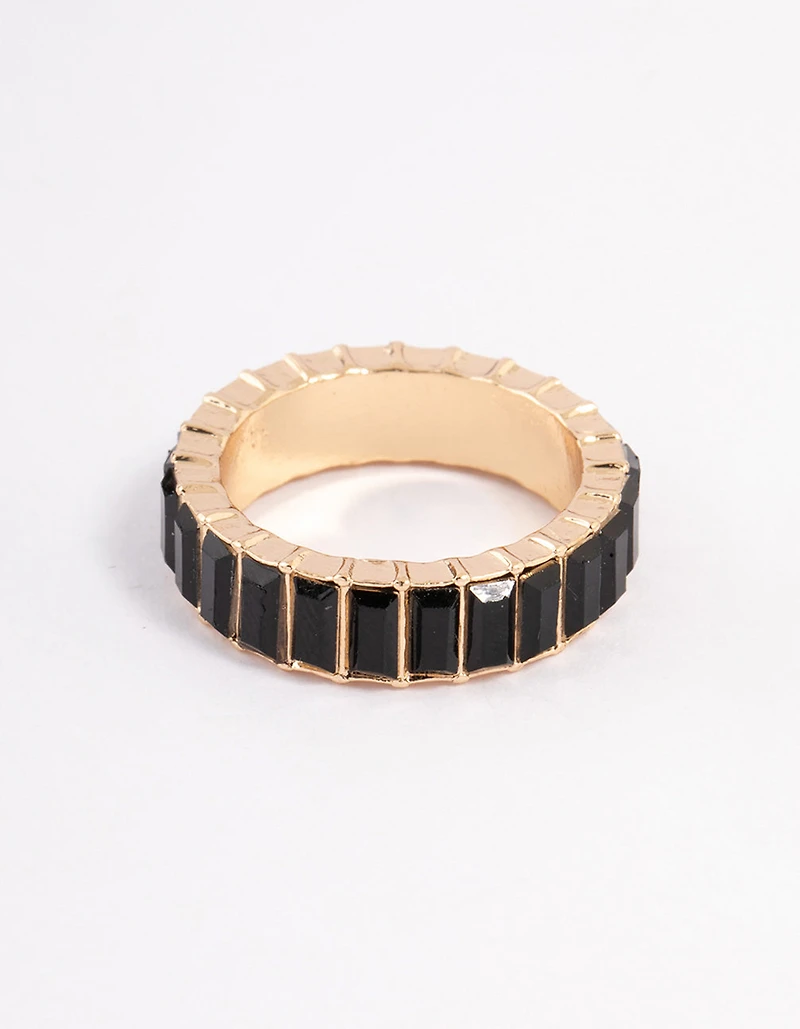 Black Baguette Band Ring