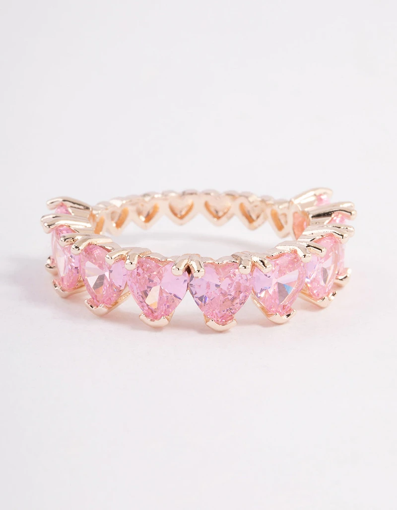 Rose Gold Plated Multi Heart Band Ring