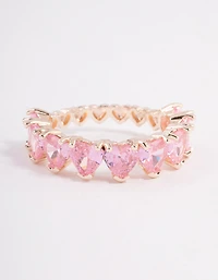 Rose Gold Plated Multi Heart Band Ring