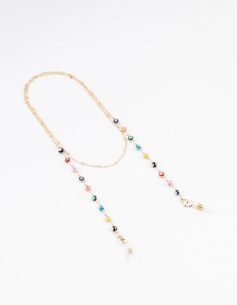 Gold Evil Eye Beaded Glasses Chain