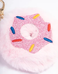 Kids Pink Fabric Donut Key Ring