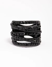 Black Coated Layered Band Ring