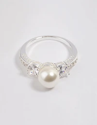 Silver Plated Enchanting Pearl Ring