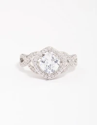 Rhodium Cushion Infinity Ring