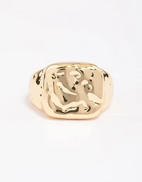 Gold Plated Molten Signet Ring