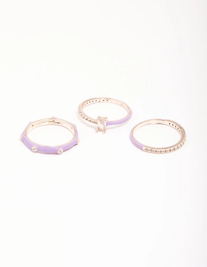 Rose Gold Enamel Ring Pack