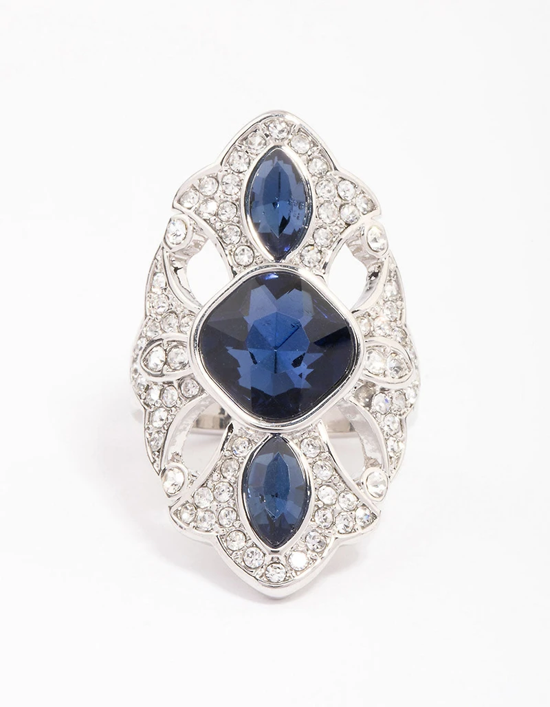 Rhodium Regal Elongated Ring