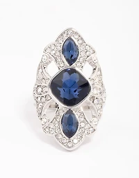 Rhodium Regal Elongated Ring