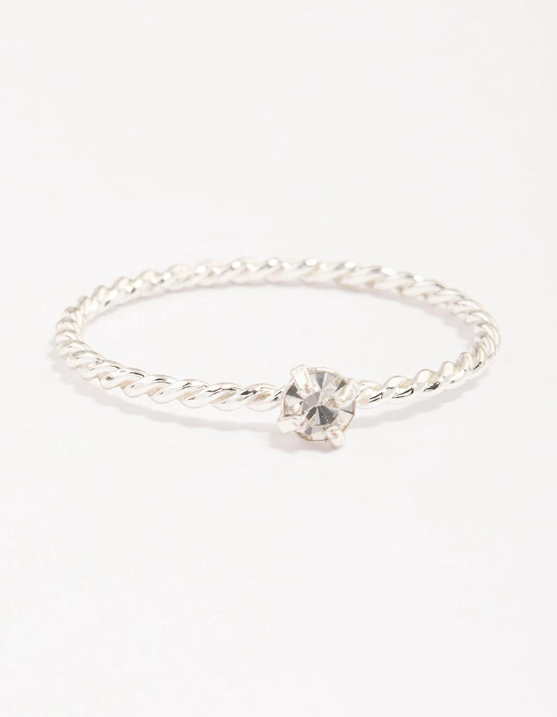 Silver Plated Cubic Zirconia Butterfly Ring Pack