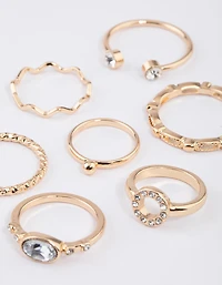 Anneau Diamant Ouvert Rond Or 7-pack