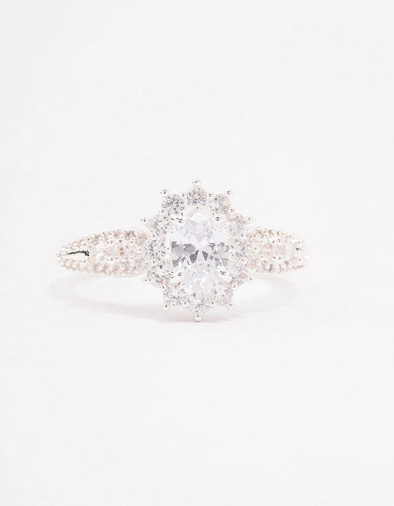 Silver Plated Opulent Statement Ring