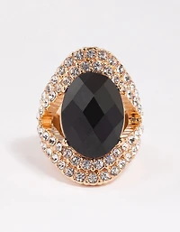 Black Elegant Oval Statement Ring