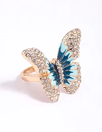Anneau cocktail grand papillon en or