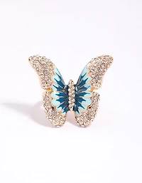 Anneau cocktail grand papillon en or