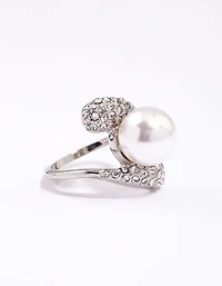 Bague en perle pavée de Rhodium