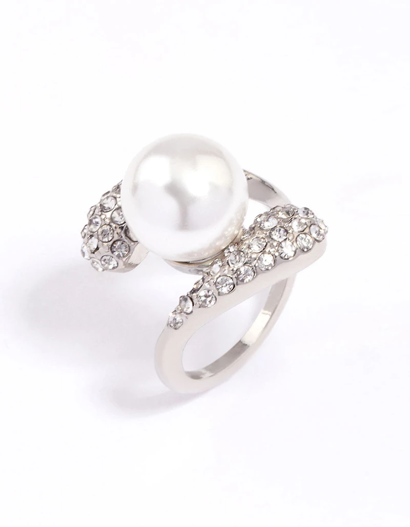 Bague en perle pavée de Rhodium