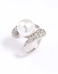 Bague en perle pavée de Rhodium