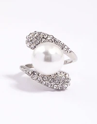 Bague en perle pavée de Rhodium