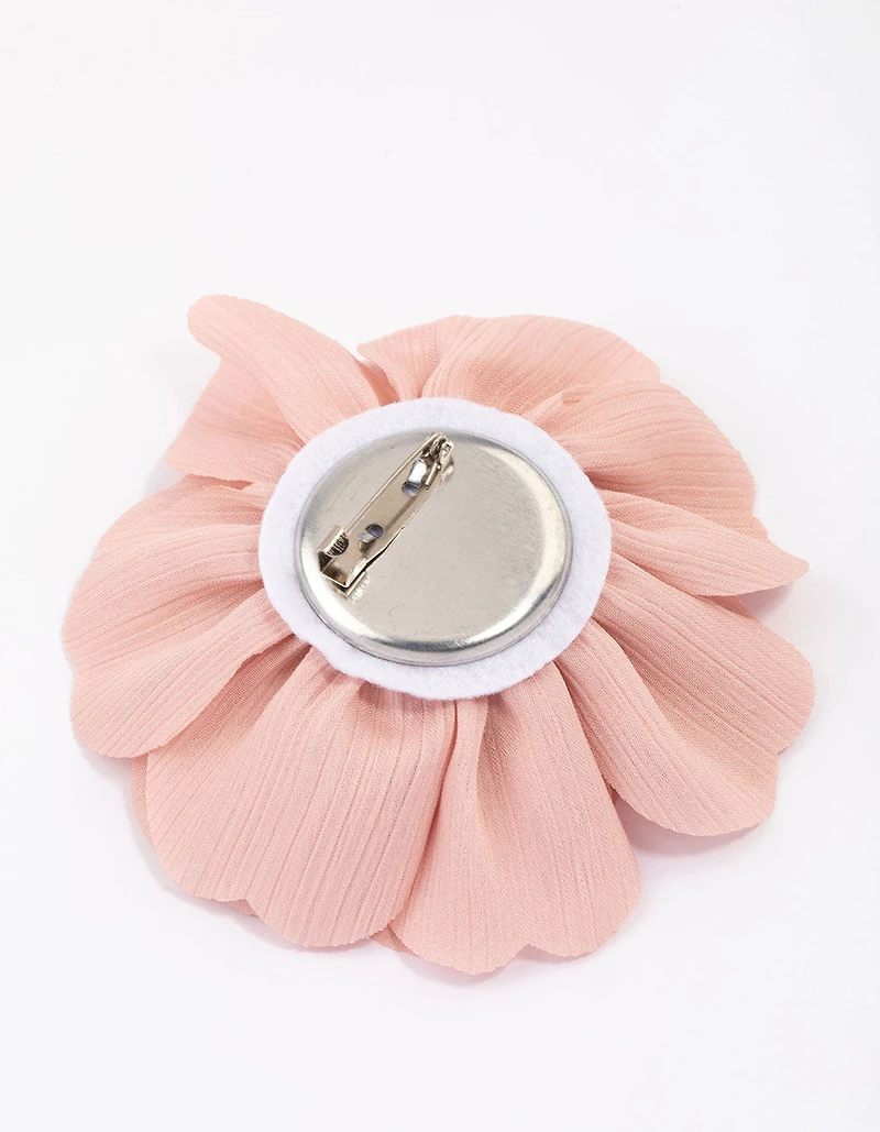Pink Fabric Ruffle Flower Corsage