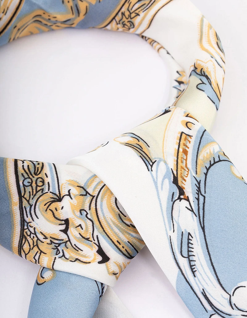 Foulard royal imprimé en tissu bleu