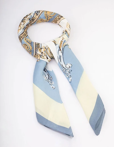 Blue Fabric Regal Printed Scarf