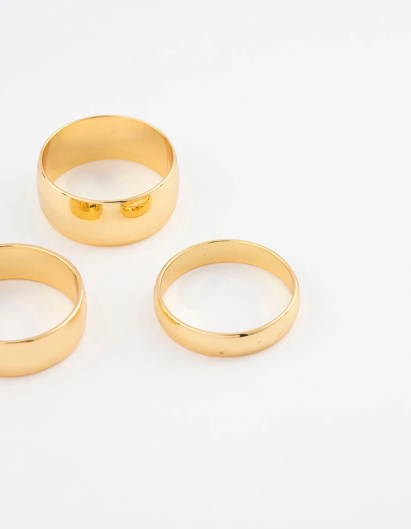 Gold Plated Plain Ring 3-Pack