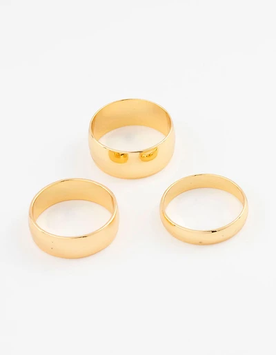 Gold Plated Plain Ring 3-Pack